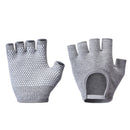 Grey 2-Pack Women's Non-Slip Yoga Gloves - Open Back Half Finger Cotton Stretchy Grip Gloves for Aerial Yoga, Pilates, and Fitness