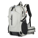 Grey Professional Large Capacity Hiking Backpack - Waterproof Lightweight Outdoor Trekking Rucksack with Hydration Port and Emergency Safety Whistle