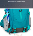 Green Professional Large Capacity Hiking Backpack - Waterproof Lightweight Outdoor Trekking Rucksack with Hydration Port and Emergency Safety Whistle