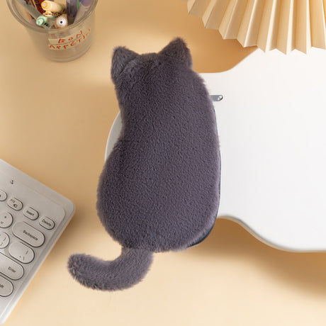 Grey 3-Pack Adorable Plush Cat Pencil Case Set - Large Capacity Kawaii Kitty Shape Stationery Pouch for School, Office and Students