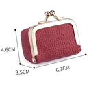 Brown Genuine Leather Mini Kiss-Lock Jewelry Pouch - Portable Travel Organizer for Rings, Earrings, Necklaces, and Coins