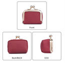 Wine Red Genuine Leather Mini Kiss-Lock Jewelry Pouch - Portable Travel Organizer for Rings, Earrings, Necklaces, and Coins