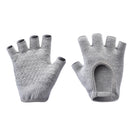 Grey 2-Pack Women's Non-Slip Yoga Gloves - Open Back Half Finger Cotton Stretchy Grip Gloves for Aerial Yoga, Pilates, and Fitness