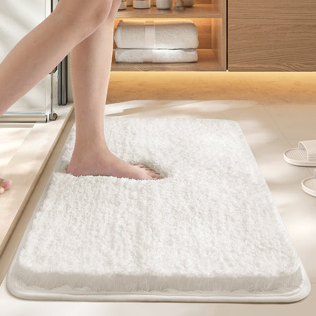 White 50*80cm Luxury 3.5cm Shag Bath Mat | Silver Ion Antibacterial Technology | Quick Dry Non-Slip TPR Bathroom Rug