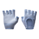 Blue 2-Pack Women's Non-Slip Yoga Gloves - Open Back Half Finger Cotton Stretchy Grip Gloves for Aerial Yoga, Pilates, and Fitness