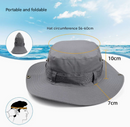 Khaki Foldable Wide Brim Sun Hat Unisex Bucket Safari Cap Adjustable 56-60cm for Fishing Hiking Camping and Outdoor Travel