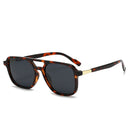 Brown Retro Double Bridge Square Frame Polarized Sunglasses - Driving Sun Protection Eyewear