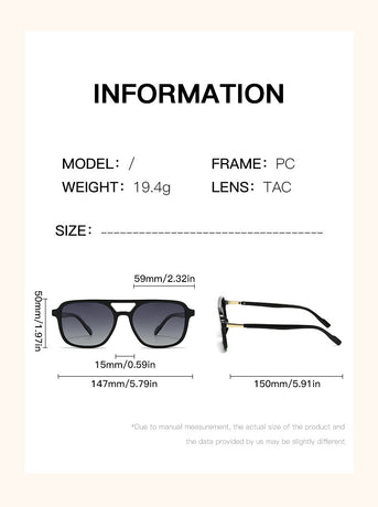 Beige Retro Double Bridge Square Frame Polarized Sunglasses - Driving Sun Protection Eyewear