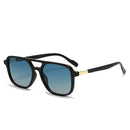 Black Retro Double Bridge Square Frame Polarized Sunglasses - Driving Sun Protection Eyewear