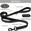 Blue 2.5 Meter Heavy Duty Reflective Dog Leash | Double Padded Traffic Handle | Anti-Chafe Tightly Woven Nylon for Large Dogs