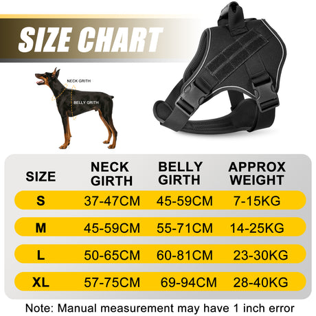 XL Black Professional Tactical No-Pull Dog Harness | Reflective Breathable Mesh Vest | Heavy Duty Training Gear with Control Handle