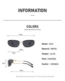 Gold-rimmed Black-and-grey Lenses 2PCS Retro Y2K Rimless Oval Sunglasses for Women | Fashion Metal Frame Old Money Aesthetic | Sweet Cool Spice Girl Sunnies