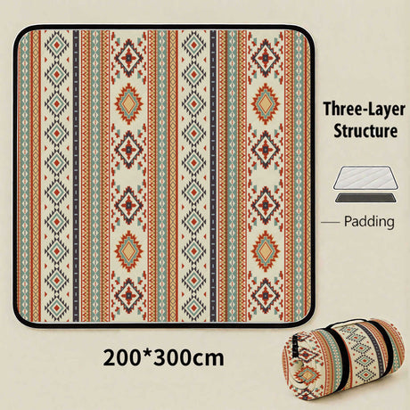 Brunei Darussalam Extra Large 200x200cm Waterproof Picnic Mat - Portable Thickened Oxford Cloth Outdoor Camping Blanket for Beach, Parks and Family Outings