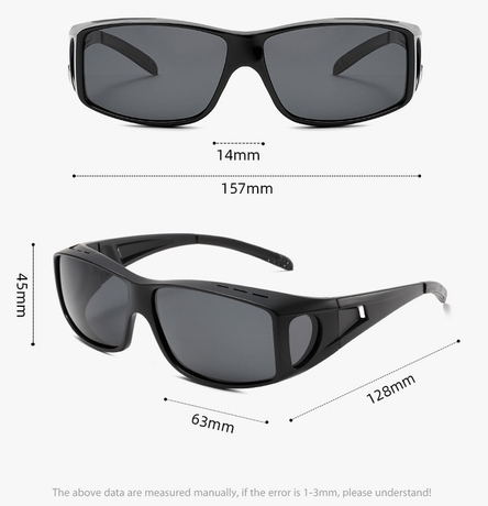 Black-yellow 2PCS Men's Polarized Fitover Sunglasses | Wrap-Around Driving Glasses | Wear Over Prescription Eyewear | Dust and Wind Protection