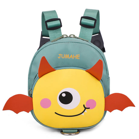 Light Green Cute Cartoon Monster Pet Backpack | Small Dog Self-Wearing Snack Bag | Adjustable Harness with Leash Attachment and Waste Bag Dispenser