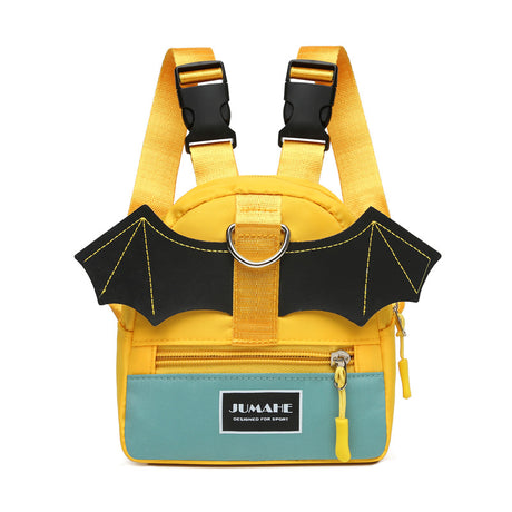 Yellow-green Adorable Bat-Wing Pet Backpack for Dogs | Self-Wearing Snack Pouch | Adjustable Harness Bag with Leash Attachment