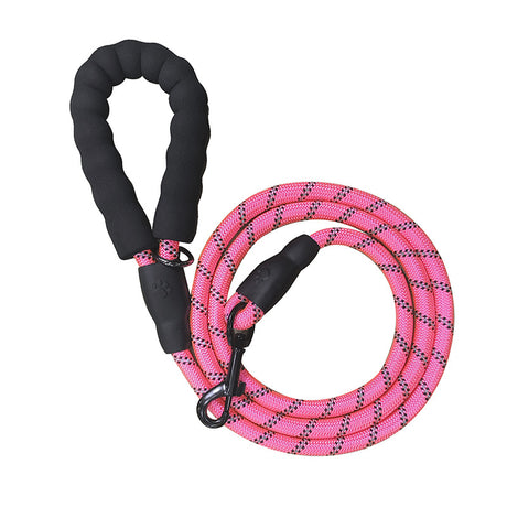 Pink 1.5m Heavy Duty Reflective Dog Leash | Soft Padded Handle | Thickened 1.3cm Climbing Rope Lead for Medium to Large Dogs