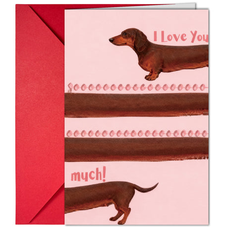 10-Pack Adorable Dachshund Valentine's Day Greeting Cards with Red Envelopes | Funny Long Dog I Love You Anniversary Cards