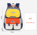 Yellow-red Lightweight Kids School Backpack | Large Capacity Multi-Pocket Travel Bag | Ergonomic Primary Student Daypack