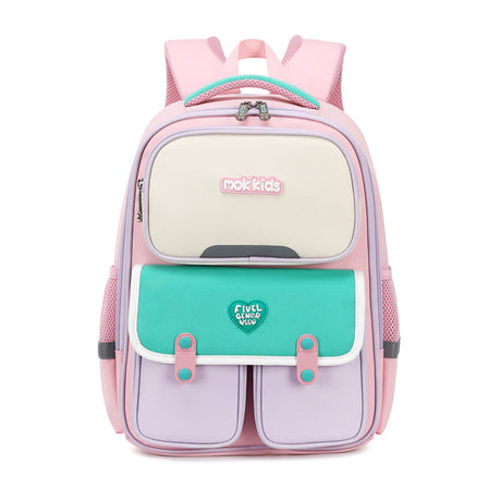Pink-green Lightweight Kids School Backpack | Large Capacity Multi-Pocket Travel Bag | Ergonomic Primary Student Daypack