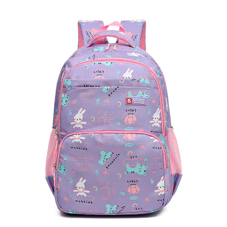 Purple Premium Large Capacity Cute Cartoon Student Backpack | Multi-Layered Casual School Bag | Ergonomic Travel Daypack for Kids 46cm