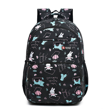 Black Premium Large Capacity Cute Cartoon Student Backpack | Multi-Layered Casual School Bag | Ergonomic Travel Daypack for Kids 46cm