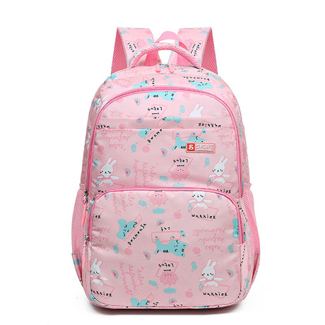 Pink Premium Large Capacity Cute Cartoon Student Backpack | Multi-Layered Casual School Bag | Ergonomic Travel Daypack for Kids 46cm