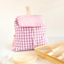 Pink Trendy Gingham Checkered Canvas Backpack | Aesthetic Student School Bag | Casual Daily Travel Daypack