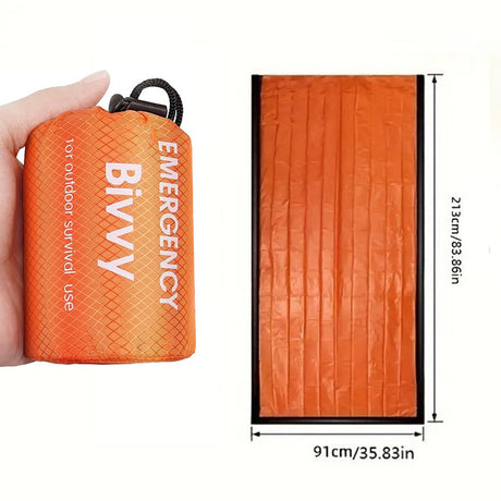 Orange 2-Pack Emergency Thermal Bivvy Sleeping Bag | High-Efficiency Heat Retention Survival Sack | Waterproof & Windproof Portable Shelter for Outdoor Camping 91x213cm