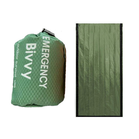 Green 2-Pack Emergency Thermal Bivvy Sleeping Bag | High-Efficiency Heat Retention Survival Sack | Waterproof & Windproof Portable Shelter for Outdoor Camping 91x213cm