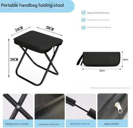 Red Heavy Duty Portable Folding Stool | Compact Lightweight Camping Seat with Carry Bag | Breathable Oxford Fabric for Fishing & Travel