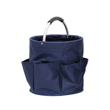 Navy Blue 17L Collapsible Handheld Storage Bucket | Multi-Pocket Portable Camping & Picnic Basket | Durable Waterproof Organizer for Beach, Bath and Shopping