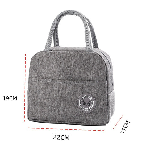 Grey Portable Insulated Lunch Bag for Kids & Adults | Cute Panda Thermal Bento Tote | Lightweight Water-Resistant Meal Prep Bag