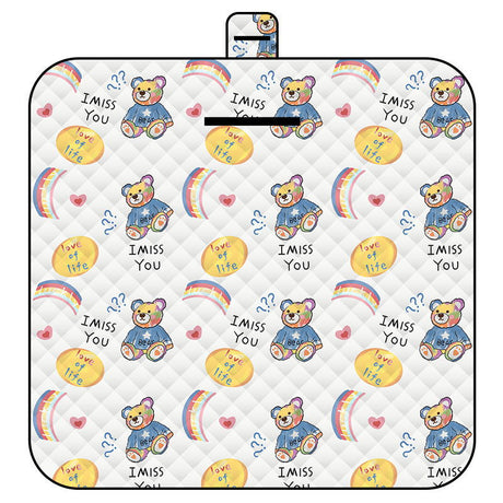 Rainbow Bear Thick Waterproof Foldable Picnic Mat - 150x200cm for Camping & Beach