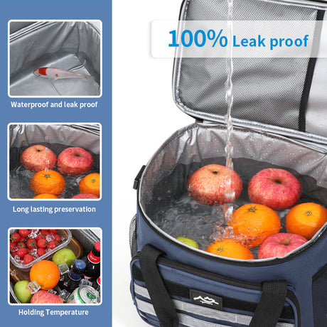 Grey Versatile Large-Capacity Picnic Insulated Bag - Detachable Shoulder Strap & Ice Pack