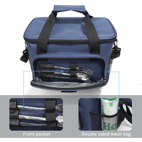 Grey Versatile Large-Capacity Picnic Insulated Bag - Detachable Shoulder Strap & Ice Pack