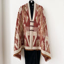 Dark Red New Style Buttoned Shawl – Double-Sided Winter Scarf with Ethnic Pattern, Faux Cashmere Feel for Travel and Fashion