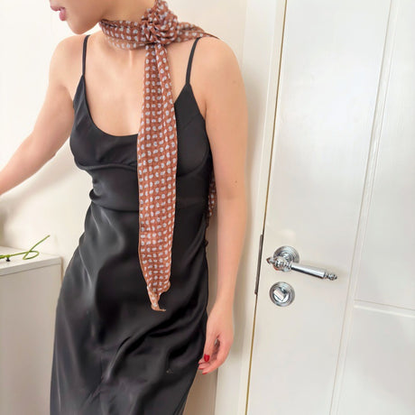 2 Pcs White Dot Pattern Rose Flower Thin Scarf – Elegant and Versatile Neck Wrap for Women