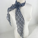 2 Pcs Black Plaid Pattern Rose Flower Thin Scarf – Elegant and Versatile Neck Wrap for Women