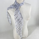 2 Pcs Light Grey Plaid Pattern Rose Flower Thin Scarf – Elegant and Versatile Neck Wrap for Women