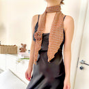 2 Pcs Light Grey Plaid Pattern Rose Flower Thin Scarf – Elegant and Versatile Neck Wrap for Women