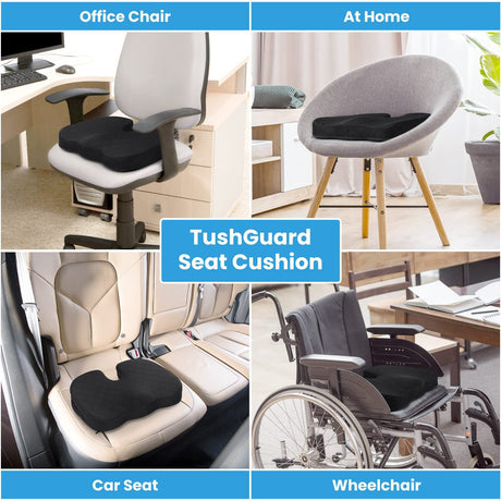 Dark Grey Memory Foam Seat Cushion – Ergonomic Support for Office, Car, Wheelchair, and Home Use