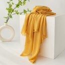 Yellow Cotton and linen scarves - Elegant, solid-color, lightweight shawls, soft and comfortable, suitable for pairing with various outfits.