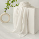 White Cotton and linen scarves - Elegant, solid-color, lightweight shawls, soft and comfortable, suitable for pairing with various outfits.