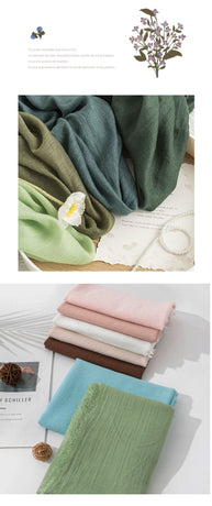 White Cotton and linen scarves - Elegant, solid-color, lightweight shawls, soft and comfortable, suitable for pairing with various outfits.