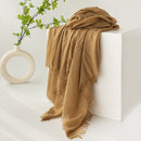 Khaki Cotton and linen scarves - Elegant, solid-color, lightweight shawls, soft and comfortable, suitable for pairing with various outfits.