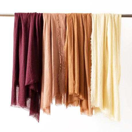 Khaki Cotton and linen scarves - Elegant, solid-color, lightweight shawls, soft and comfortable, suitable for pairing with various outfits.