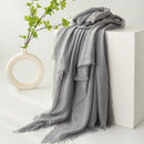 Grey Cotton and linen scarves - Elegant, solid-color, lightweight shawls, soft and comfortable, suitable for pairing with various outfits.