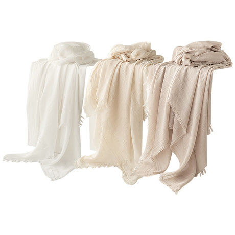 Grey Cotton and linen scarves - Elegant, solid-color, lightweight shawls, soft and comfortable, suitable for pairing with various outfits.