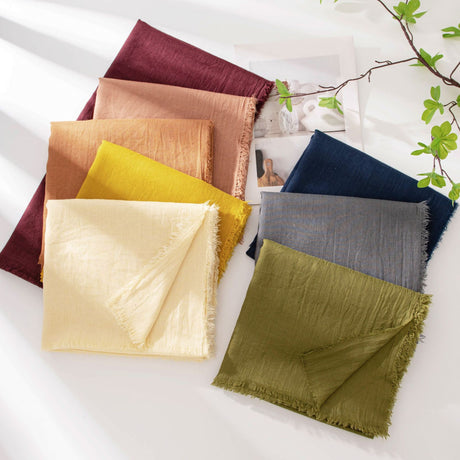 Grey Cotton and linen scarves - Elegant, solid-color, lightweight shawls, soft and comfortable, suitable for pairing with various outfits.